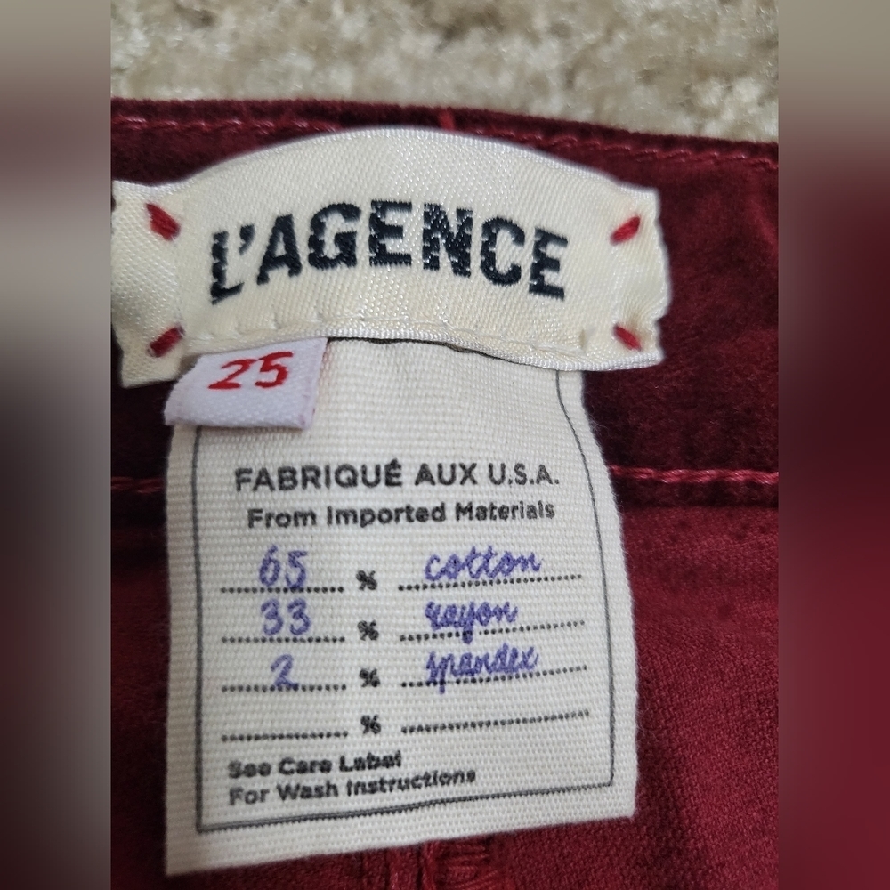 L'AGENCE Women's High Rise Jeans in Burgundy - Picture 5 of 8